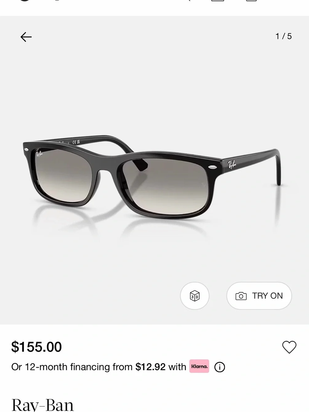 Ray-Ban Black Fade Gradient Wayfarer Sunglasses unisex
